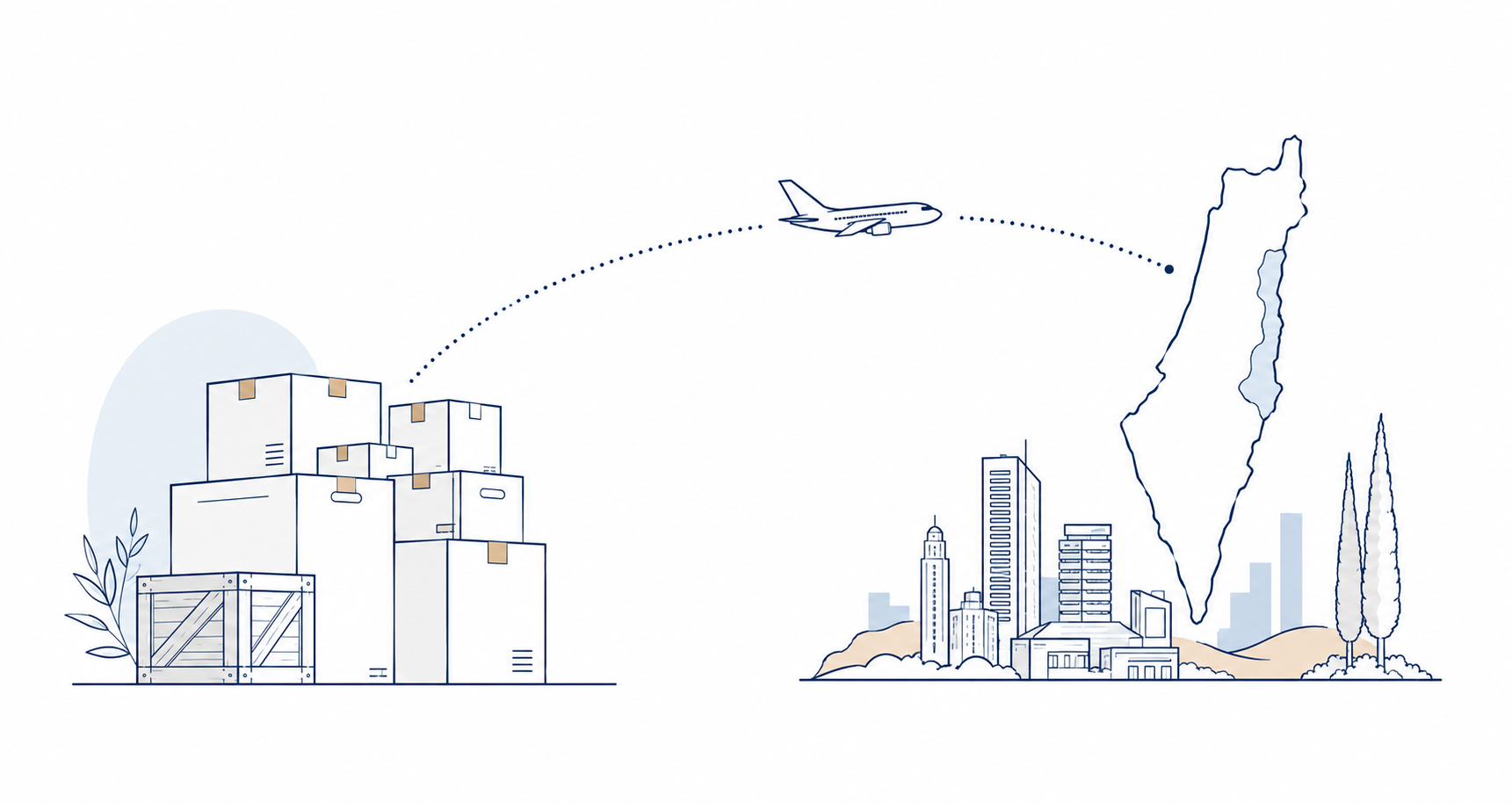 Boxes traveling by air and sea from North America to Israel